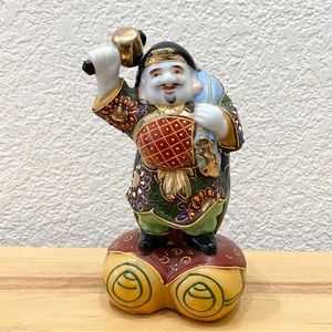 Vintage Kutani Daikoku God Of Fortune & Wealth Guardian of Farmers 6” Figurine